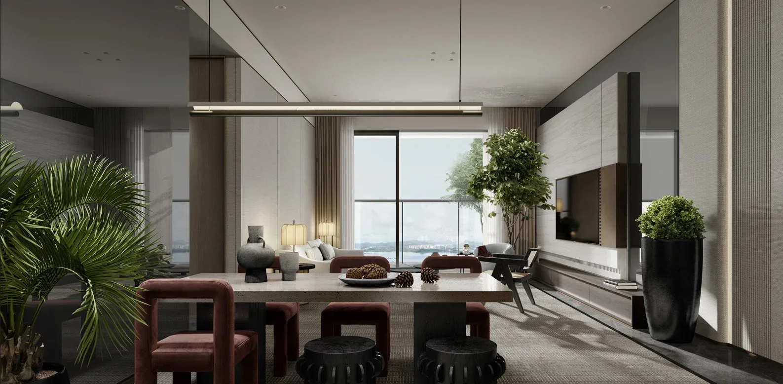 Zhongzhou Bay Residence — Interior dan detail material